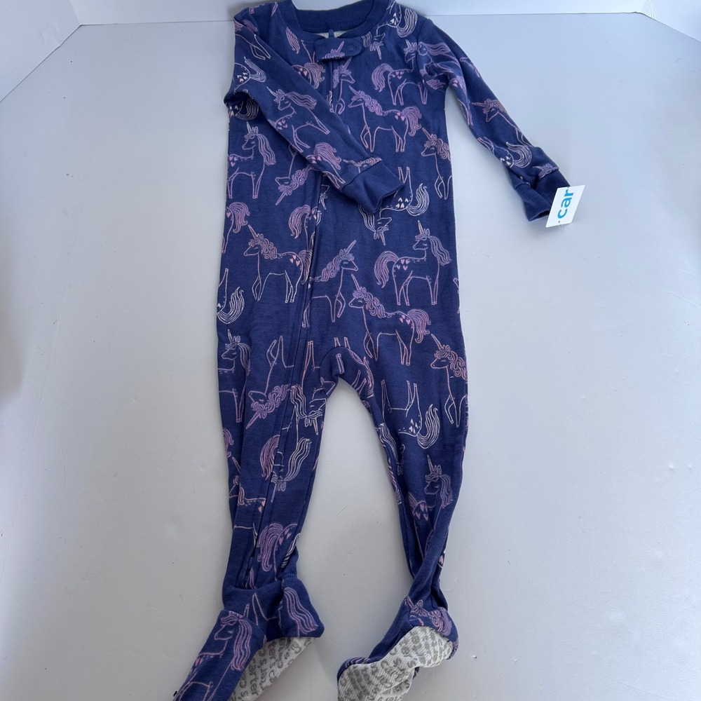 Carters 12M Months Blue Unicorn Footed Pajamas One Piece Sleepwear